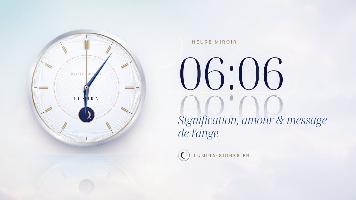 Cadran de l'heure miroir 06h06 — signification, amour et message de l'ange